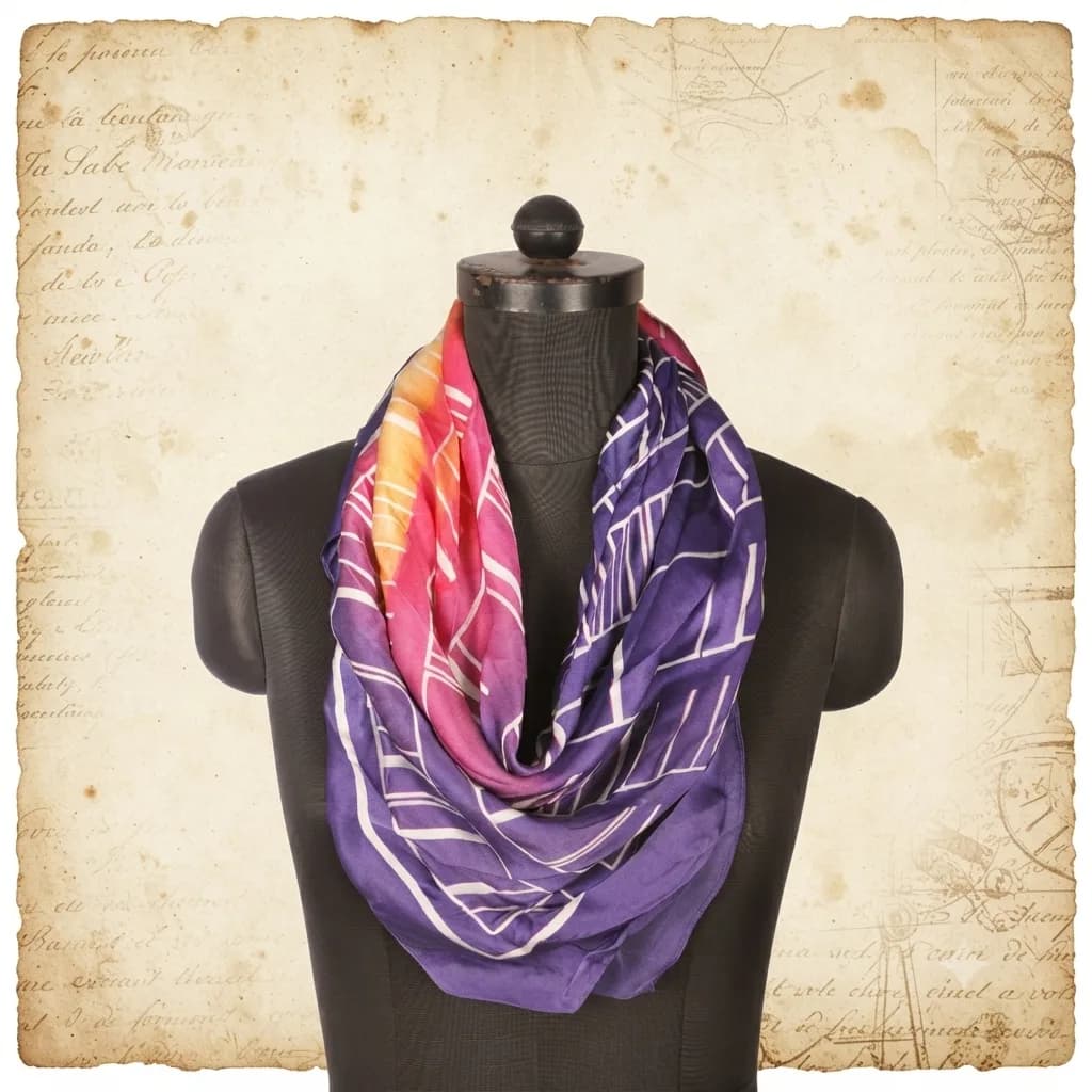 Silk scarf & stole product direction on a neutral studio background