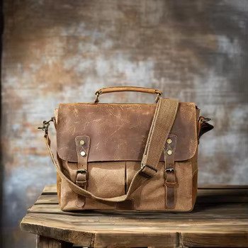 Pugmark Vintage Waxed Canvas Messenger Bag – Perfect for Business & Travel