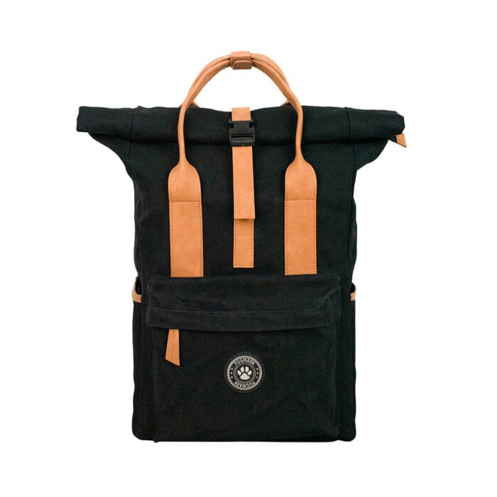 Premium roll-top waxed canvas backpack with vegan leather. OEM & private label manufacturer for custom logo, wholesale, corporate gifts, retail brands, and global export.